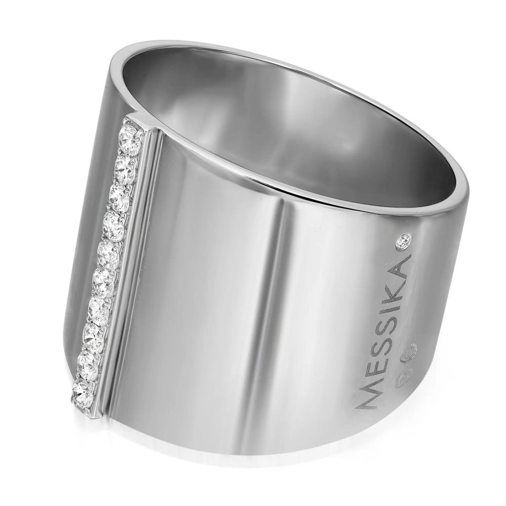 Messika 0.17Cttw Kate Diamond Wide Band Ring 18K white Gold Size 54 US 7